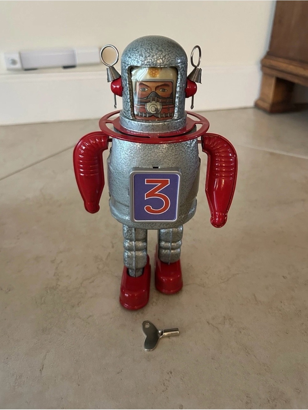 Astro Scout Robot Tin Wind up with key. Works